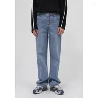 Jeans para hombres Pantalones de mezclilla de alta calidad de alta calidad Personalidad suelta Personalidad Slim Single -Showed Straight