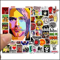 Car Stickers 52 Pcs Rock Roll Band Team For Skateboard Laptop Helmet Pad Bicycle Bike Motorcycle Ps4 Notebook Guita Carstickerstore Dhk6D