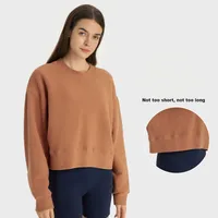 L-122 Rahat Uygun Kadın Hoodies Pamuk Yoga Giysileri Mükemmel Büyük Boyutlu Kırpılmış Sweatshirts Süper-Yumuşak Kumaş Spor Kat Üstleri Uzun Kollu Gömlekler Crewneck Sweater