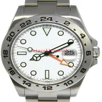 Topslelling Luxury Mens Watch 42 mm Explorer II 216570 Acero inoxidable Fecha de marcado blanco 42 mm Autom￡tico Reloj Original Box355m