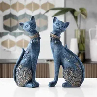 집 장식을위한 입상 장식 수지 고양이 동상 유럽 창조적 결혼 선물 동물 장식 조각 210827316p