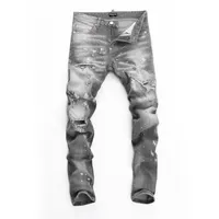 DSQ Ripped Knee Wash Sexy Twist Jeans Classic Fashion Man pantalon Hip Hop Rock Moto Mens Casual Designer Pantal