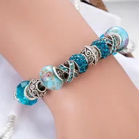 Brins Blue Magic Beads Bracelet 925 Silver Crystal DIY BIJOURS GIED208Z