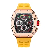 Other Watches PINTIME Fashion Top Watch Brand Luxury Yellow Silicone Strap Sports Chronograph Quartz Watch Men 3