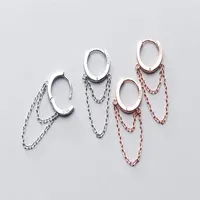 925 Sterling Silver Chain Huggie Hoop Earrings Women A18502873