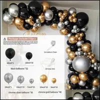 Party Decoration 110Pcs Chrome Sier Gold Balloons Arch Kit Black Balloon Garland Wedding Birthday Christmas Party Decor Kid Zlnewhome Dhyao