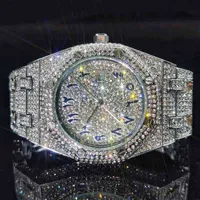 Missfox Diamond Man Watch Platinum Classic Brand Watch Men 아랍어 숫자 쿼츠 럭셔리 Relgio Masculino Hiphop Fashion