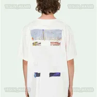 . فاخر الصيف قبالة كلاسيكي T Shirt Monet زيت زيت الرسم الصياد المطبوعة أزياء الرجال والنساء الترفيه