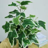 12 PCS Box Home 시뮬레이션 식물 정원 장식 Begonia Bonsai Green Plants 가짜 꽃 빨간 고구마 잎 화분 화분 221I