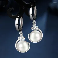 Dangle Earrings Fine 925 Silver Crystal Noble Zircon Pearl Charms For Woman Engagement Princess Wedding Luxury Cute