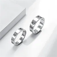 2021 Design de anel de ouro para homens Loves Love Titanium Steel Diamond Luxury Mens Designer Silver Rings Women Designs J￳ias de moda WO175S