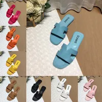 Com Designer Oran Sandálias Slippers Slides Flat Mulheres Genuíno Sandália De Couro Flip Flops Sneaker Slip Slide Slipper Slipper