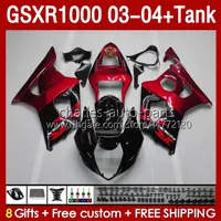 Fairings Kit & Tank For SUZUKI GSXR-1000 K 3 GSXR 1000 CC K3 03-04 Injection mold Body 147No.136 GSX-R1000 1000CC GSXR1000 2003 2004 GSX R1000 03 04 OEM Fairing dark red blk