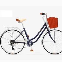 24 인치 자전거 가변 속도로 도로 자전거 알루미늄 합금 핸들 바 바구니가있는 성인 바구니