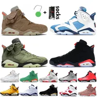 Travis British Khaki 6s Basketball Shoes Unc 6 Gold Hoops Carmine Infrared Midnight Navy Hare Tech Chrome Electric Green Sneakers