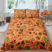 Conjunto de cama impressa de espaguete Conjunto de cama adulta king moda 3d capa de edred￣o queen home t￪xtil de casal de casal de casal com travesseiro 3pcs260d