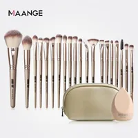 Maange Pro 12 18 20 PCS Makeup Borstes Set Bag svamp Beauty Powder Foundation Eyeshadow Make Up Brush With Natural Hair268i