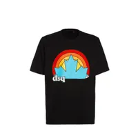 DSQ Phantom Turtle 남자 티셔츠 2023 새로운 도착 남성 남성 일몰 잎 슬러치 티셔츠 이탈리아 패션 Tshirts 여름 패턴 프린트 티셔츠 남성 품질 100%면 탑 10174