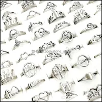 Anelli di fascia Fashion 30pcs/Pack svuota da uomo sier da uomo e datto in acciaio inossidabile mix di gioielli in stile gioiello W -Stoneshop dh7xt