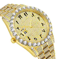 Other Watches Fashion Arabic Numerals Mens Watch Top Brand Luxury Watch Men 18k Gold Big Diamond With Calendar Classic Male Iced Out WatchGKYC