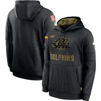 Jersey Men's Women Youth Miami Hot Style Dolphins Hoodies Sweatshirt Camo 2021 22 Salute To Service Black Sideline Performance Pullover Hoodie
