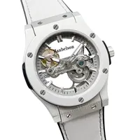 Скелетоны мужские часы автоматическое движение титановое 43 -мм турбиллин -резиновый ремешок серые простые два рук наручные часы.