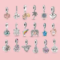 925 Silver fit Pandora Charm Bracelet bead Snowflake Angel Wing Paw Print charmes ciondoli DIY Fine Beads Jewelry