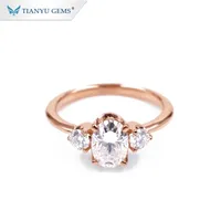 Wedding Rings Tianyu Gems 7x5mm Oval Women 14k18kPT950 Jewelry 3mm Round DEF Diamond Real Rose Gold Engagement Ring 220826