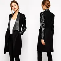 Зимняя куртка женщин Gagaopt pu кожаная пальто длинное пальто в европейском стиле Женщины Зимнее пальто Черное ветхоподъемник для женских женщин для одежды 347p