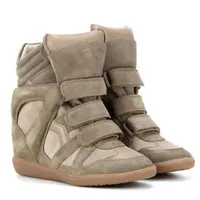 -Box Shoes Isabel Bekett 가죽 및 스웨이드 패션 디자이너 클래식 Marant 정품 가죽 높이 증가 신발 353J