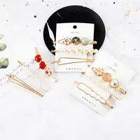 3Pcs Set Metal Pearl Acrylic Baby Girls Headclips Safety Hair Clips Pins Kids Headwear Infant Cute Po Hair Accessories 6CM320E