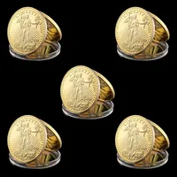 5pcs غير مغناطيسي 1933 حرية رائعة أمريكية في الله نثق 1oz Liberty Gold Plated Eagle Collection Coin262U