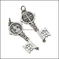 Charms Catholicism Benedict Medal Cross Cristo Redentor Key Spacer Charm Beads Pendants T1686 16.5X41Mm Jewelry Findings Co Stoneshop Dhd17