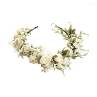 Decorative Flowers Vintage Artificial Wreath Boho Adjustable Hair Band Simulation Floral Garland Wedding Bridal Flower Crown