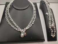Bilezik Kolye Top Kilidi At Nalı Donanım Halkası Moda Takı Mücevher Tasarımcı Altın Zincir Kadın Erkekler Çift 18K Bilezik Küpe Düğün Partisi Altın Gümüş