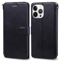 L￤derpl￥nbok mobiltelefonfodral f￶r iPhone 14 13 Pro Max Samsung S22 Ultra Plus A53 Flip Cover ID -kortplats KICSKSTAND POUC