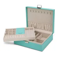 Smyckeslådor Box Organiser Double Layer Case Travel Storage for Women Girls Gift/Green AMWDG