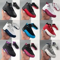 Kids Basketball Shoes 12s XII Taxi Black Gold Vivid Pink French Blue University Red Flu Game Sneaker Child Girls High Top Tennies Shoes287M