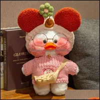 Plush mu￱ecas 30 cm Lalafanfan Duck Toy Cartoon linda mu￱eca de peluche suave con ropa para ni￱os Kawaii cumplea￱os regalo de Navidad d babydhshop otxal