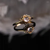 Clusterringen Originele diamant gewikkeld witte ei -noedels openen verstelbare ring boetiek charme retro vrouwelijke zilveren sieraden