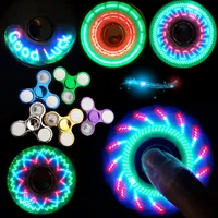 LED Light Fidget Spinner Toys Electroplating Spinning Top Hand Fingertip Spinners Tri Gyro Luminous Spiral Finger Decompression Toy for Kids Adults