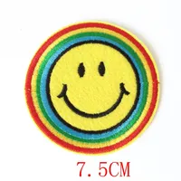 2018 Stickers Parches 90s Happy Hippy Rainbow Smiley Face Iron-on Patch Applique Motif Fabric Children Games Dartboard Decal249F