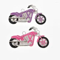 Naszyjniki wiszące 50 mm 30 mm raka piersi Wstążka Efmel Różowy fioletowy urok motocyklowy dla kobiety