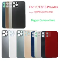 50Pcs Back Glass with big hole housing for iphone 8 Plus XS XR 11 12 13 Pro Max SE battery Cover Rear Door Case Replacement263d