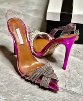 Principais marcas de luxo gatsby sand￡lias sapatos mulheres slingback cristal redemoinhos pvc toecaps bombas pontudas de partida de m￣o-de-senhora casamentos altos eu35-43