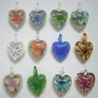 10st Lot Multicolor Heart Murano Lampwork Glass Pendants smycken Tillbeh￶r f￶r DIY Craft Gift PG012580