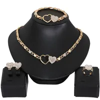 African For Women Heart Wedding Jewelry Set Earrings Xoxo Necklace Armband Gifts270y