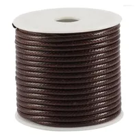 衣料糸12メートル/ロール2.5mm丸いワックス糸ネックレスロープレザージュエリーメイキング-4PCSブラックコーヒー