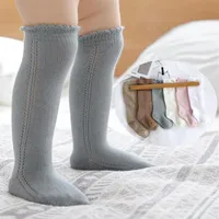 Ins baby kids followinitte nee high Sock Fall Girls Hand Made Boneless Hole Socks Toddlers Cotton Comforting LegsA3462276o