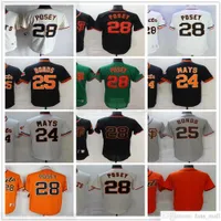 Jerseys de beisebol de costura retrô 25 Barry Bonds 28 Buster Posey 24 Willie Mays Jersey cinza preto laranja em branco sem número Nome para o homem tamanho S-xxxl